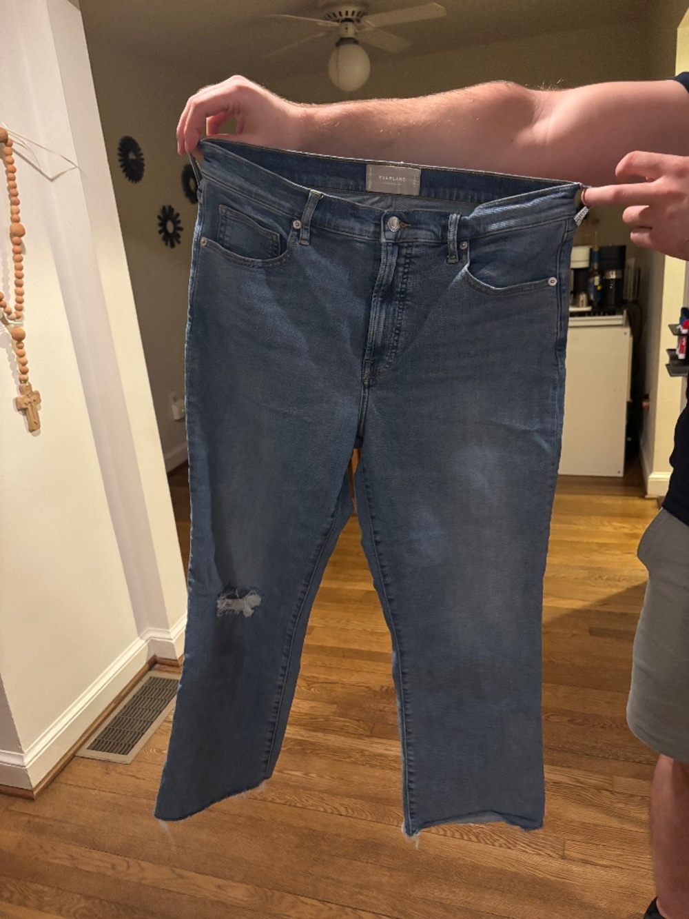 Everlane The Kick Crop Jeans Size 32 Regular Distressed